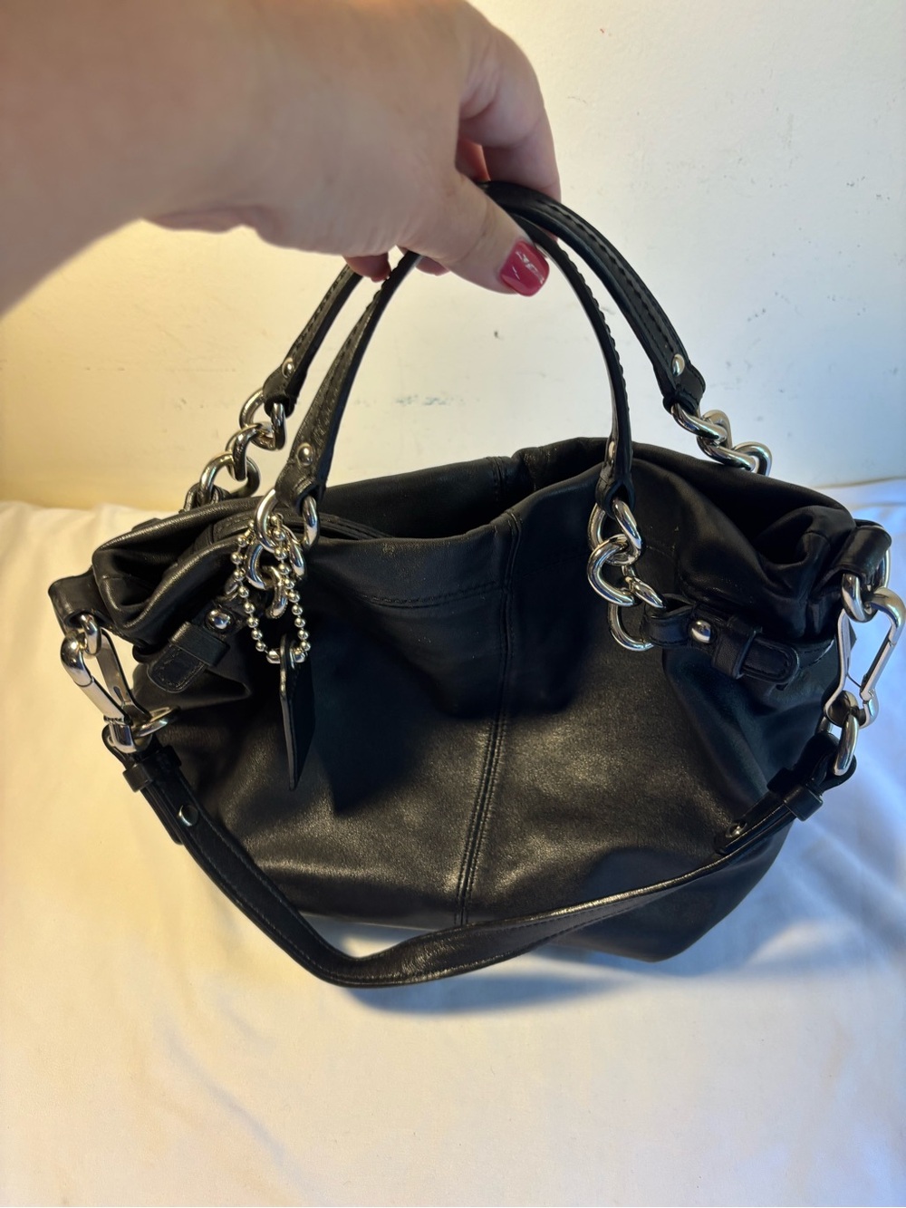Coach Brooke #14820 in a soft smooth black leather with silver hardware accents - Picture 4 of 14